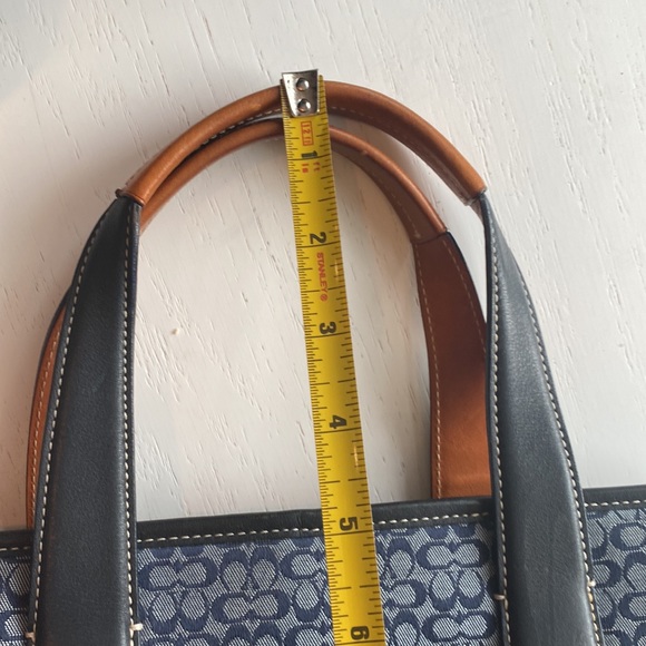 Coach Navy fabric and leather hand bag - Picture 16 of 16